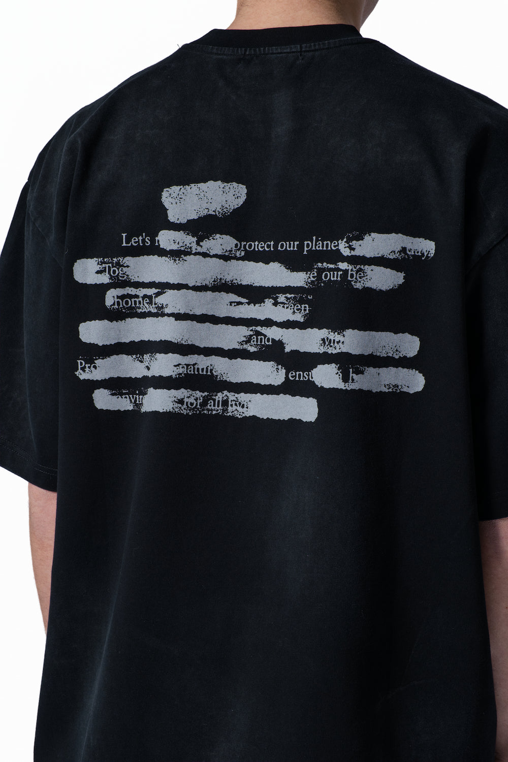 Oversized Washed Cotton T-Shirt with Front & Back Print