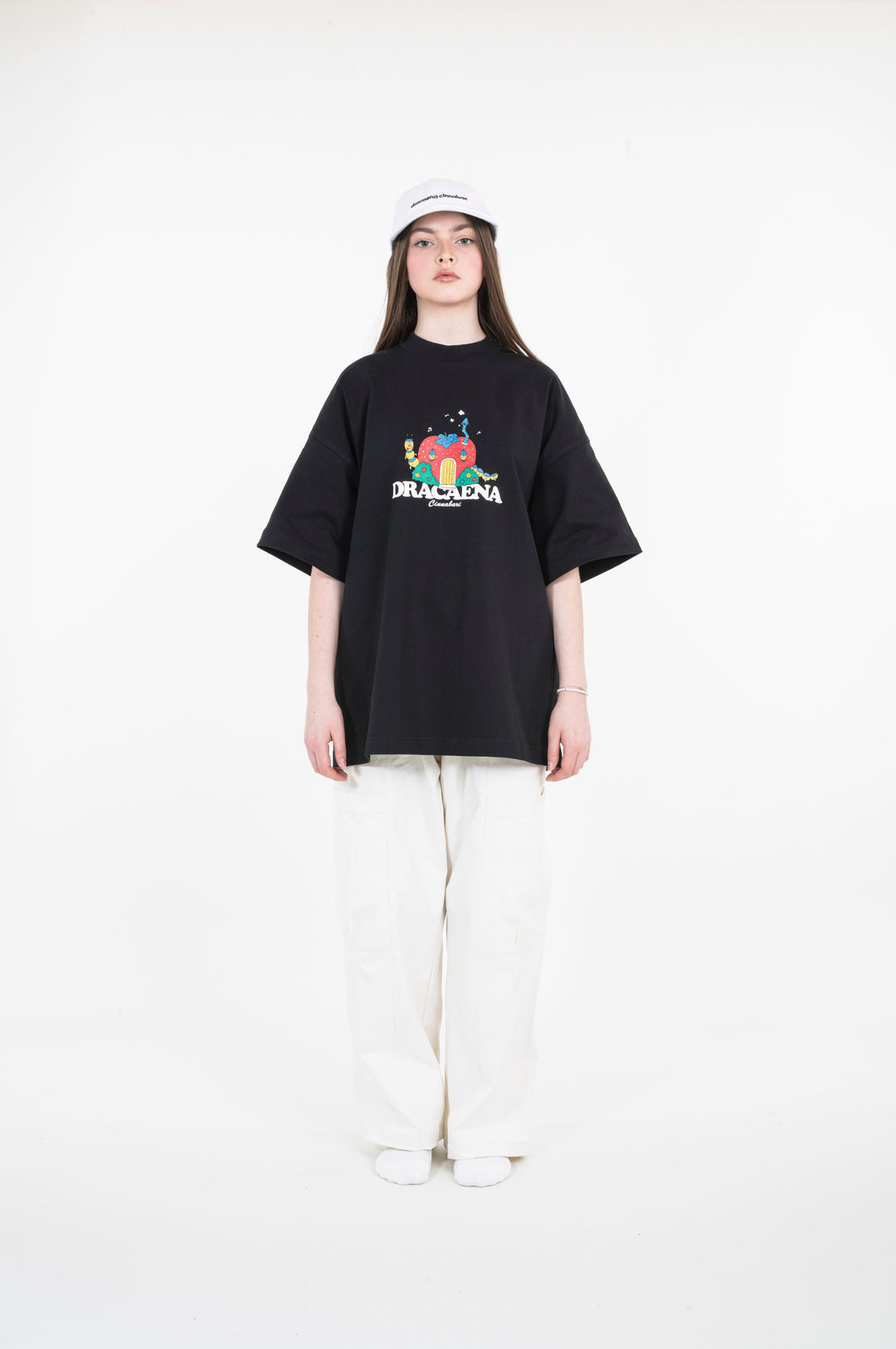 An oversized black T-shirt suitable for both men and women
