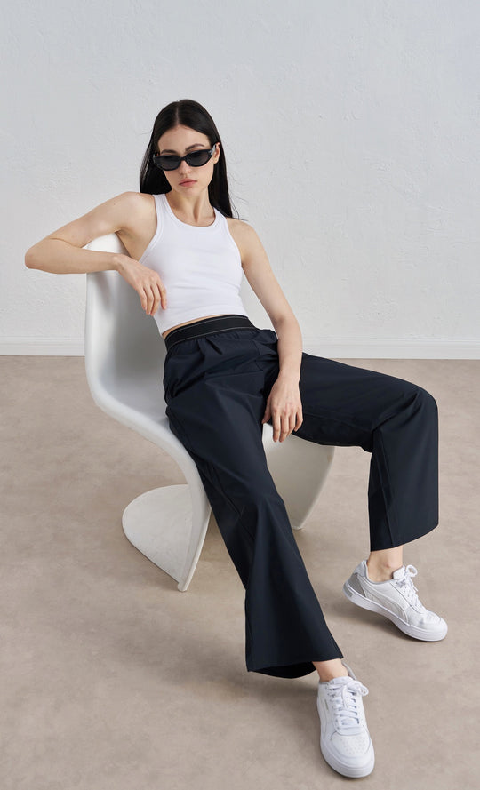 بنطال رياضي واسع عالي الخصر بخصر مطاطي - DRACAENA CINNABARI