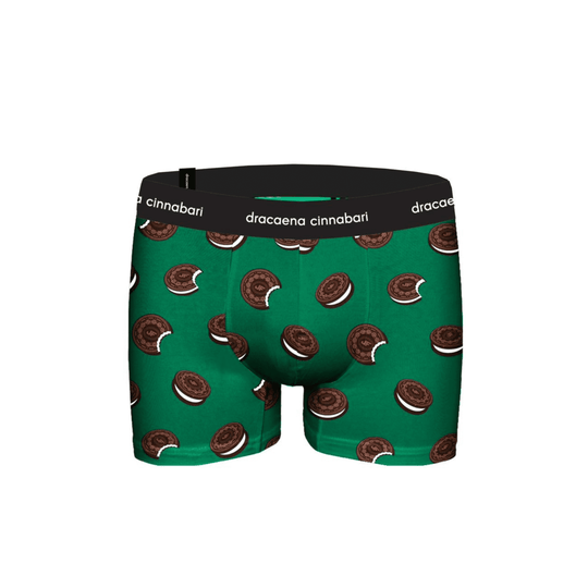 Men's Cotton Boxer, Green, Digital Print with Biscuit Illustration