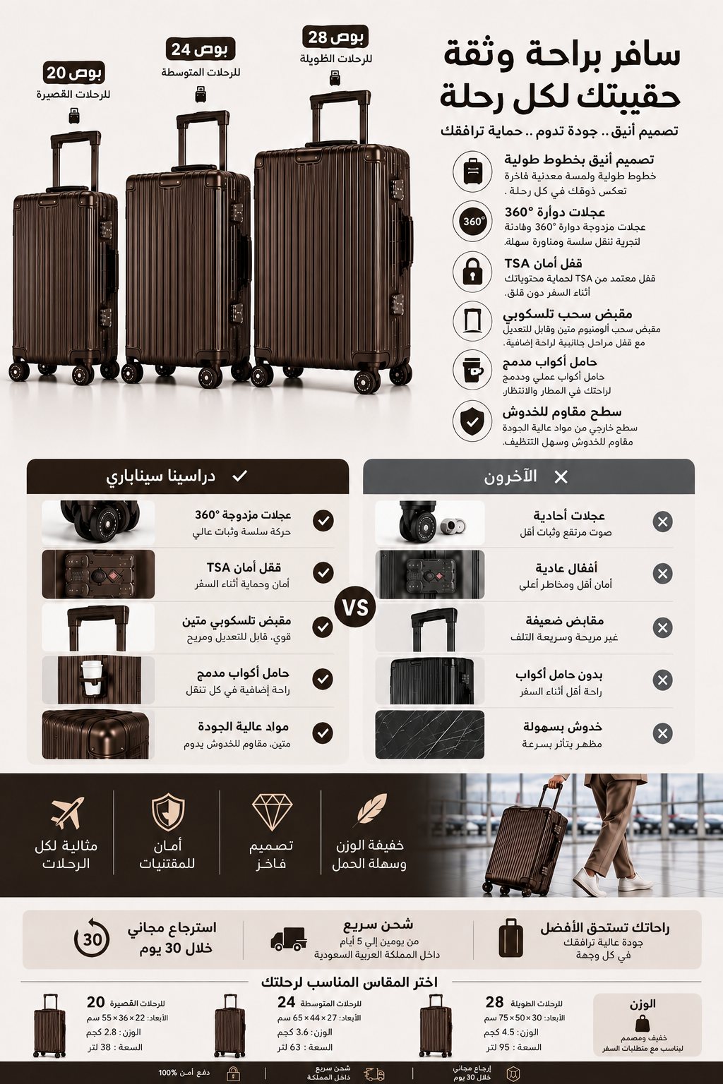 شنطة سفر عجلات 360