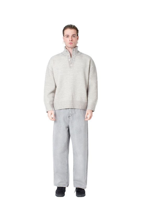 بلوفر رجالي برقبة عالية وأزرار