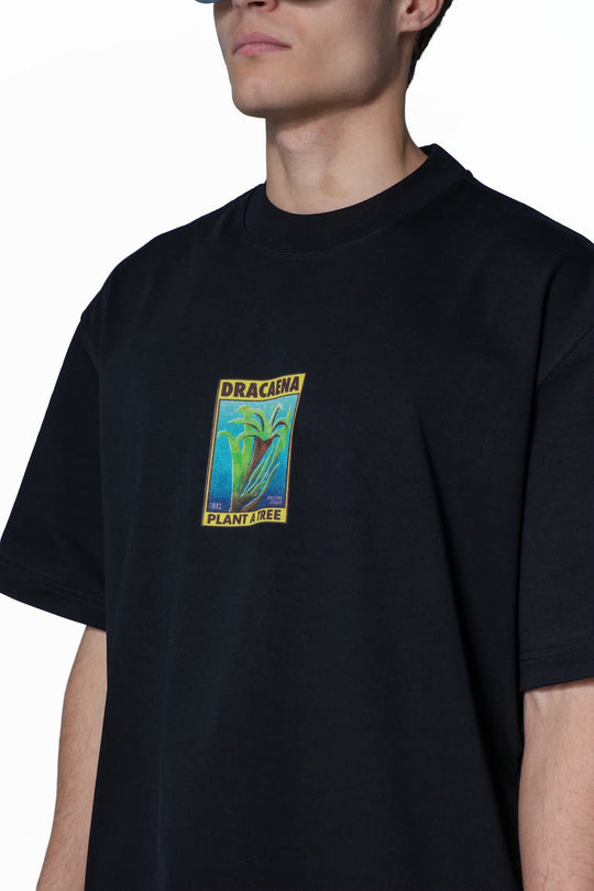 Black T-Shirt with Front Graphic & Gray Cotton Pants Set