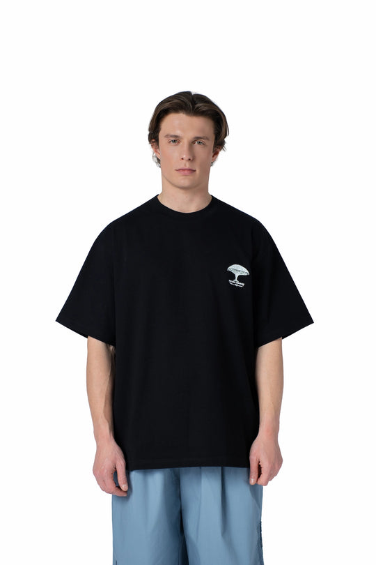 تيشيرت سكري أوفرسايز رجالي بطبعة شجرة