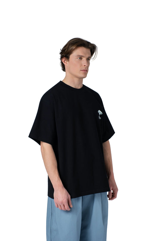 تيشيرت سكري أوفرسايز رجالي بطبعة شجرة