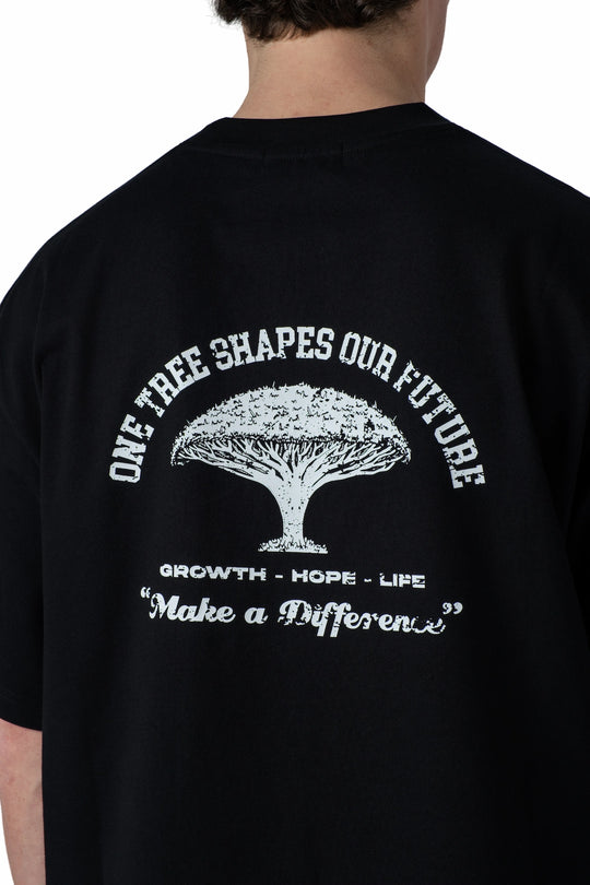 تيشيرت سكري أوفرسايز رجالي بطبعة شجرة