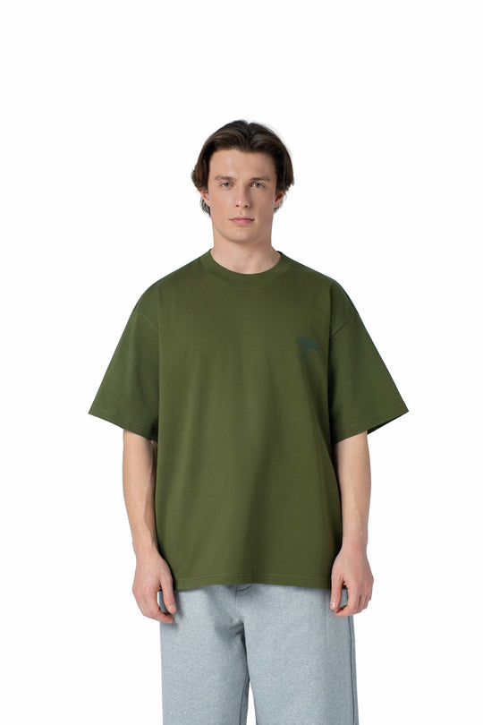 تيشيرت سكري أوفرسايز رجالي بطبعة شجرة