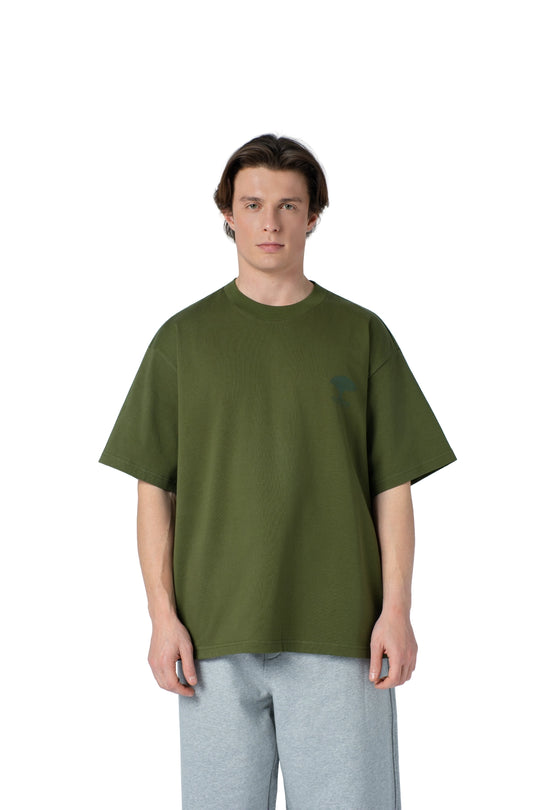 تيشيرت سكري أوفرسايز رجالي بطبعة شجرة