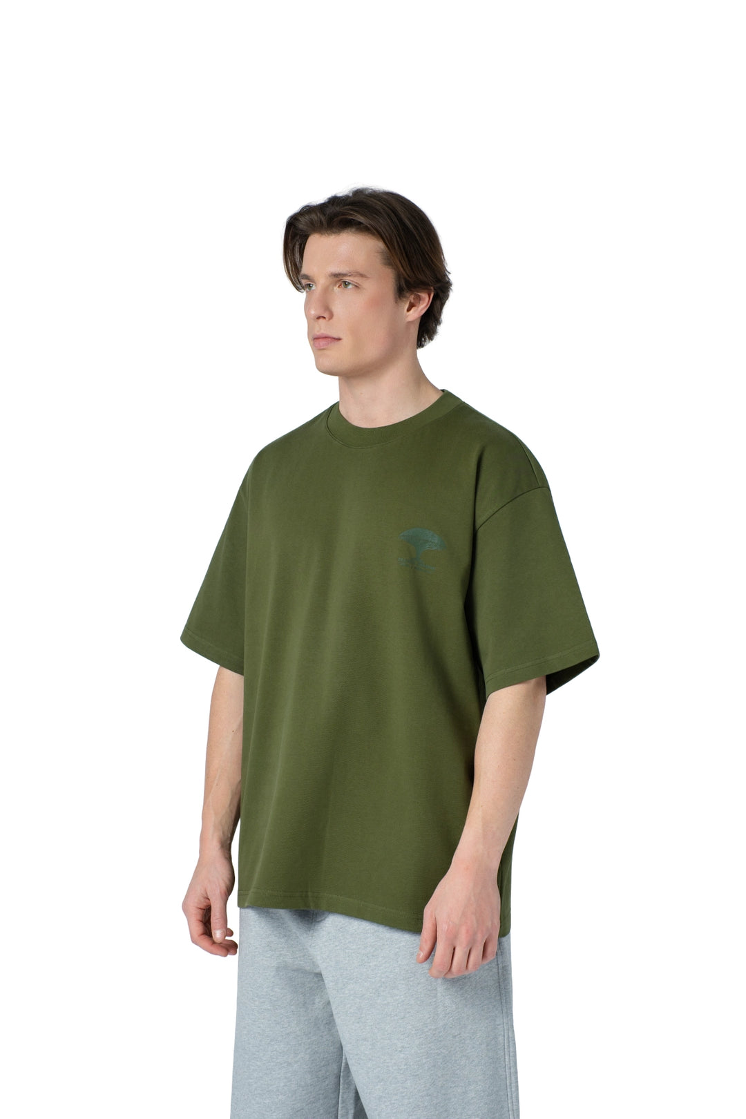 تيشيرت سكري أوفرسايز رجالي بطبعة شجرة