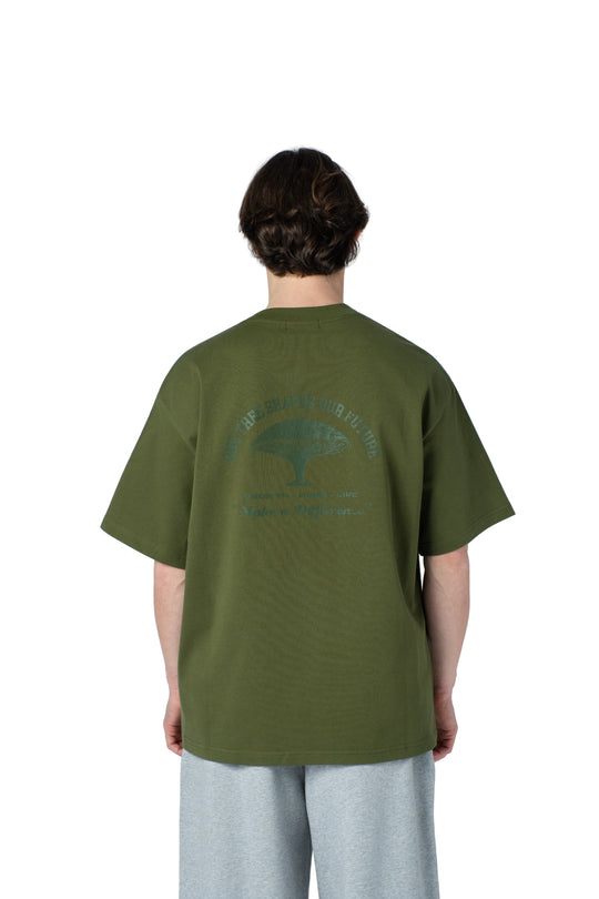 تيشيرت سكري أوفرسايز رجالي بطبعة شجرة