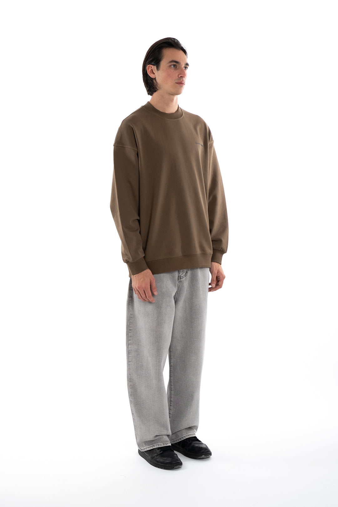 سويت شيرت بني مطبوع