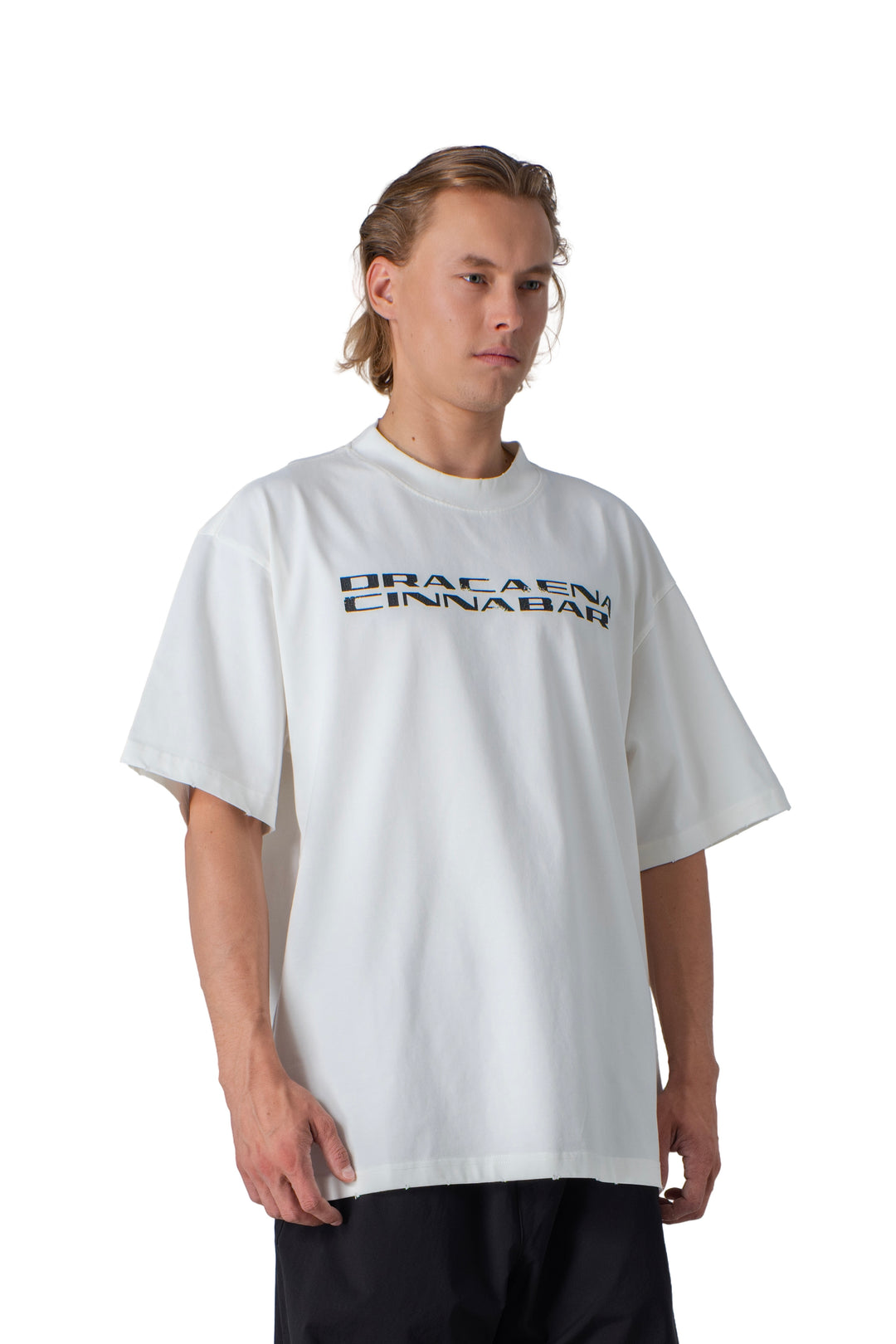 black t-shirt with dracaena cinnabari text