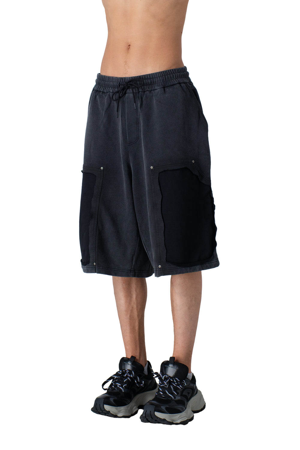 black Washed Cotton Long Shorts – Casual & Comfortable Fit