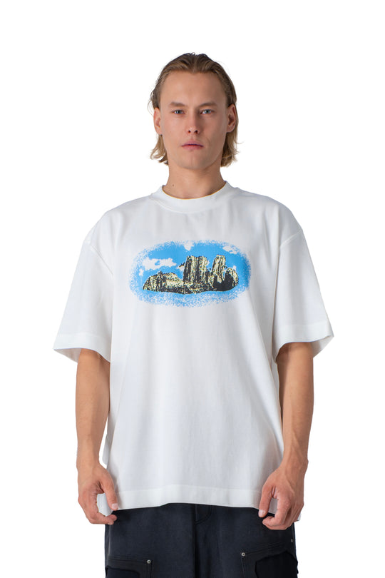white  t-shirt with graphic design