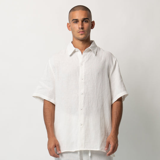 Men’s White Linen Shirt